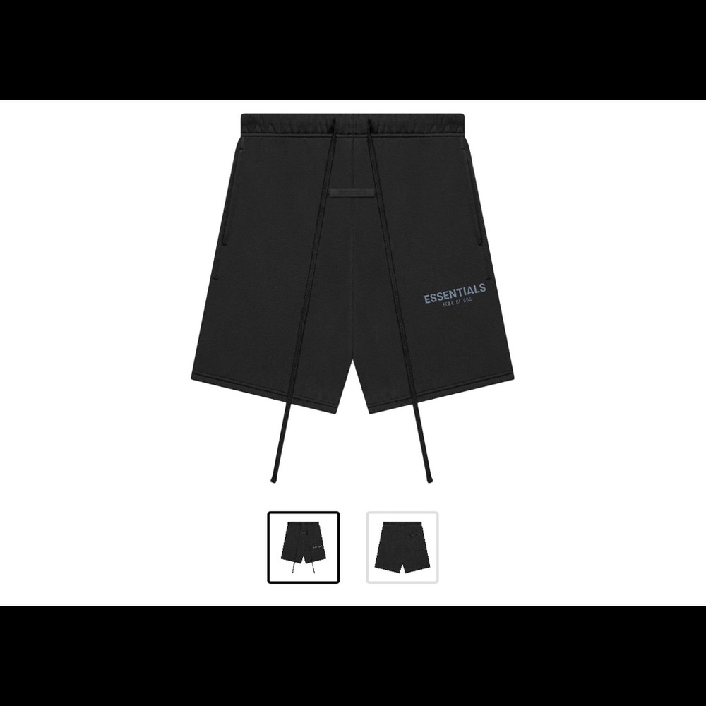 ESSENTIAL fear of god black fleece shorts